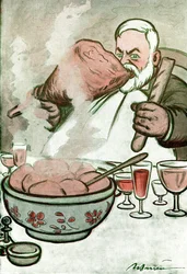 Caricature de Camille Cerf (1862-1936) journaliste belge et secrétaire de Georges Clemenceau - Dessin par Adrien Barrère (1877-1931) de Fantasio