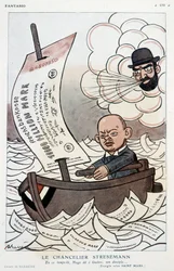 Caricature sur le chancelier allemand Gustav Stresemann (1878-1929) et la dévaluation du mark - Illustration par Adrien Barrère (1877-1931) dans "Fantasio" du 01/11/1923