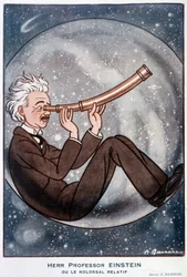 Herr professor Einstein ou le relatif Kolossal - Illustration par Adrien Barrere (1877-1931) dans "Fantasio" du 01/03/1931