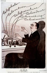 Image humoristique sur Belin et son belinographe - par Barrère, dans « Fantasio » du 01/12/1931