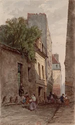 Maison du diacre François de Pâris, Paris, rue des Bourguignons (actuel boulevard de Port-Royal). Dessin par Adrien Dauzats