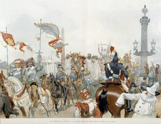 Carnaval à Paris: bœuf gras - aquarelle par Adrien Marie