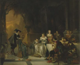 John Dryden lisant un de ses poèmes devant la cour, 1869