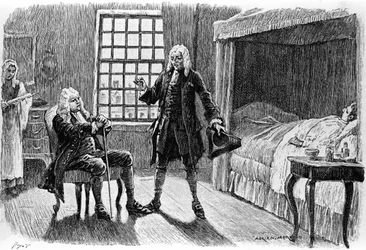Gravure par Adrien Moreau (1843-1906) illustrant « Candide » de François Marie Arouet dit Voltaire (1694-1778)
