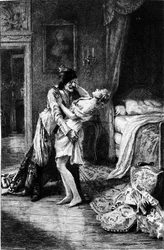 Gravure par Adrien Moreau (1843-1906) illustrant « Candide » par François Marie Arouet dit Voltaire (1694-1778)