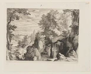 Paysage montagneux avec un ermite