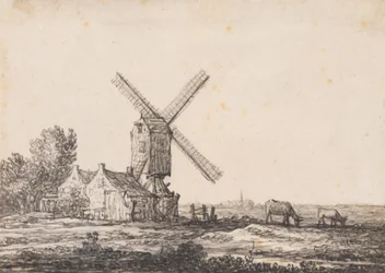 Un paysage avec un moulin
