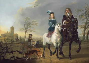 Dame et gentilhomme à cheval