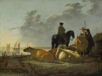 Paysans et bétail près de la Merwede