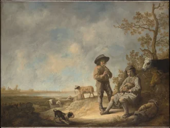 Bergers jouant de la flûte