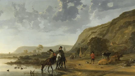 Paysage fluvial avec cavaliers, 1653-7