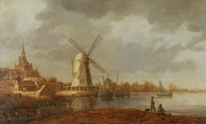 Scène fluviale avec vue sur Dordrecht