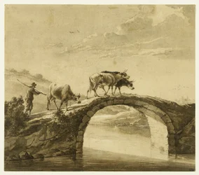 Trois vaches sur un pont (Lugt 16)