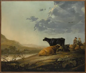 Jeunes gardiens de troupeaux avec des vaches