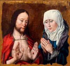 Christ montrant à sa mère les plaies des clous dans ses mains, vers 1490