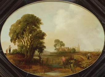Paysage avec coupeurs de roseaux, 17ème siècle