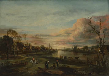 Paysage au coucher du soleil, années 1650