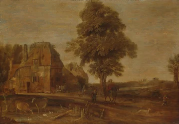 Paysage avec auberge