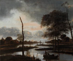 Vue de rivière : Soir