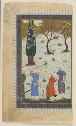 Un prince sur un trône entouré de serviteurs, 1425-30