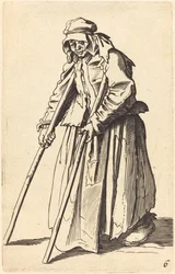 Mendiante avec des béquilles