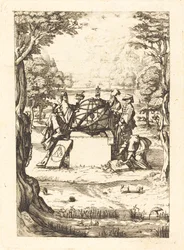 Frontispice pour la Sacrée Cosmologia (Titre avec astrologues)