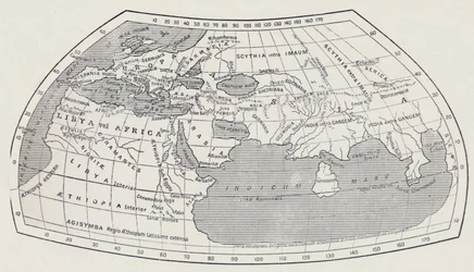 Carte du monde selon Ptolémée, 1923.