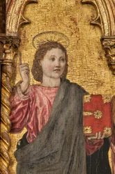 Couronnement de la Vierge et saints, polyptyque sur fond doré, détail de 2384569