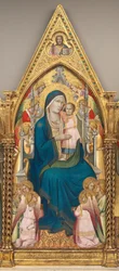 Madone et enfant en trône avec douze anges, et avec le Christ bénissant (panneau central)