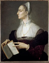 Portrait de la poétesse italienne Laura Battiferri lisant les sonnets de Pétrarque