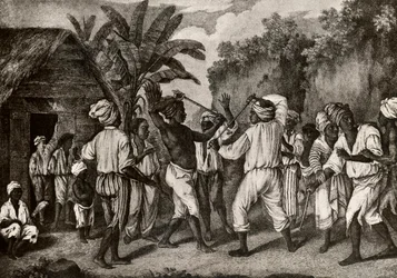 Combat de bâton entre Nègres anglais et français sur l