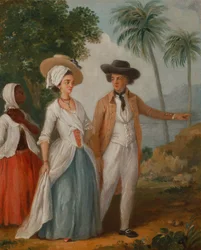 Planteur et sa femme, avec un serviteur, vers 1780