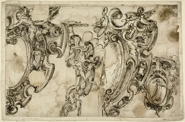 Esquisses de motifs décoratifs (recto) ; Esquisse de motif décoratif (verso)