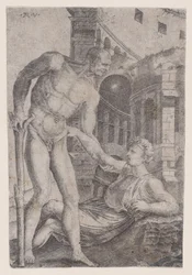 Un homme aidant un autre à se relever, vers 1514-36
