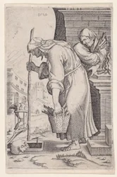 Vieille femme approchant de la tombe, daté de 1528