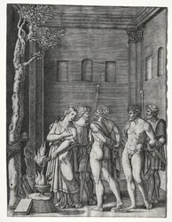 Oreste et Pylade amenés à Iphigénie pour le sacrifice