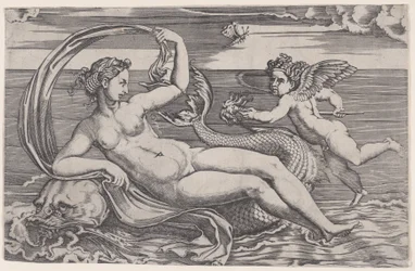 Vénus allongée sur un dauphin, vers 1516