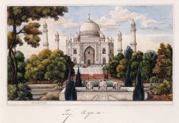 Le Taj Mahal depuis le jardin, c.1840