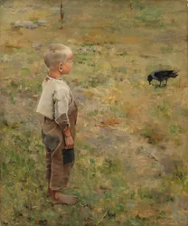 Garçon avec un corbeau