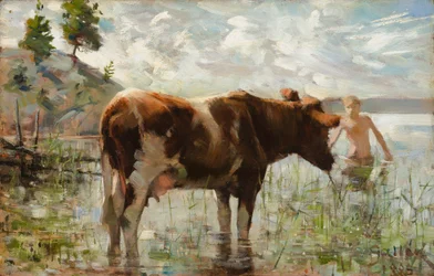 Une vache et un garçon