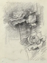 Nature morte de roses dans un vase, vers 1890
