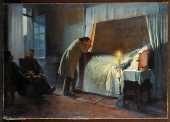 Le lit de mort de Madame Bovary (peinture sur toile)
