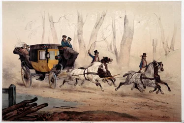 La Chaise de Poste. Gravure par Albert Adam (1833-?) 1870