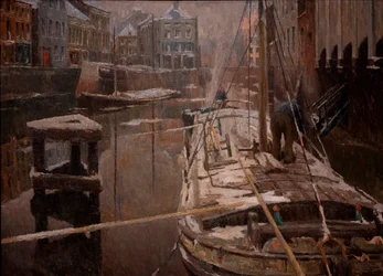 Barges dans la neige