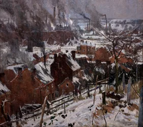 Paysage industriel sous la neige