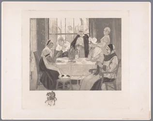 Groupe de femmes en costume traditionnel à table
