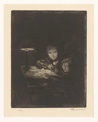 Enfants dessinant au crépuscule