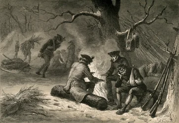Les troupes américaines à Valley Forge, 1877