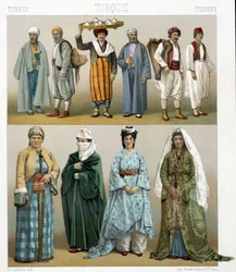 Costumes turcs du XIXe siècle. Illustration dans « Le costume historique » par Racinet