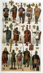 Costumes, armures et armes des soldats romains, guerriers et gladiateurs de l